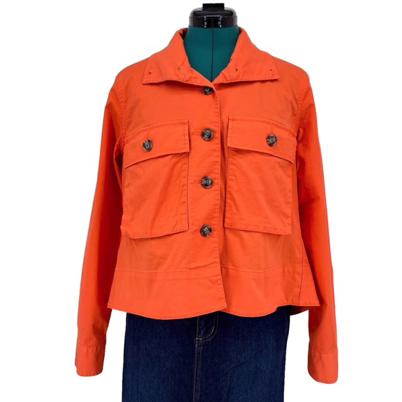 Cabi Resort Jacket # 5098, Tiger Lily Orange Canvas Swing Style Jacket, Small - Picture 4 of 17